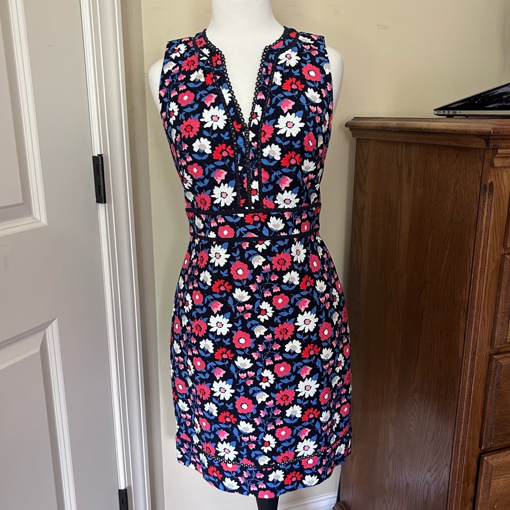 KATE SPADE New York Blue Floral Print Daisy Jacquard Sheath Dress Size 4